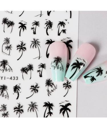 4 Pieces Self-Adhesive Palm Tree Nail Stickers - Summer-Inspired DIY Nail Art for Stylish Fingernails - Buy Online on GoSupps.com