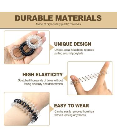 Shop Sularpek 12-Piece Spiral Hair Ties | Elastic Telephone Cable Hair Bands for Women & Girls - Black Bright Coffee Transparent - Buy Online on GoSupps.com
