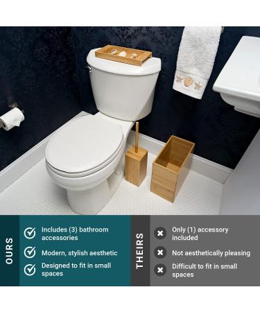 Bamboo Bathroom Trash Can Set - 3 Piece Set by A Better Way Home Products - Buy Online on GoSupps.com
