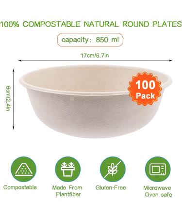 100pcs 28 OZ Paper Bowls Disposable Compostable Bowls Bulk Eco-friendly Bagasse Bowls Heavy-duty Bowls Perfect Eco-Friendly Sugarcane Bowls for Salad Dessert Milk Cereals Snacks Salads (100) - Buy Online on GoSupps.com