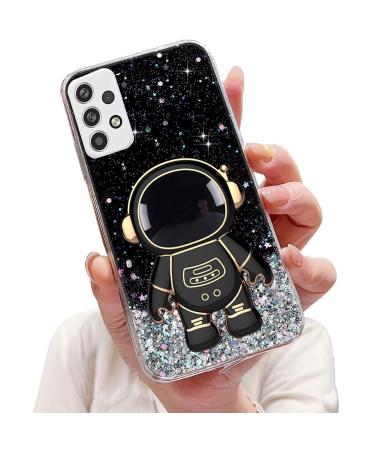 Tivenfezk Nadoli for Samsung Galaxy A23 4G/5G astronaut Hidden Stand Shell caricature glitter stand soft silicone bling transparent protective cover samsung galaxy a23 4g/5g black