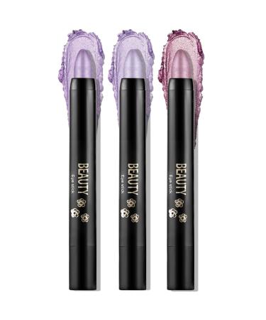Boobeen 3PCS Cream Eyeshadow Pencil Crayon Waterproof Eyeshadow Brightener Stick Shimmer Eyeshadow Pen Create Glitter Eye Makeup Easy to Use A03 0.35 Ounce (Pack of 1)