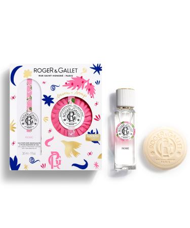 ROGER & GALLET | Rose Gift Set | 1 fl oz Wellbeing Fragrant Water | 3.5 oz Perfumed Soap | Limited Edition