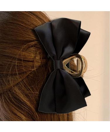 AUTOECHO Bow Hair Clips Satin Hair Bow Clip - Aesthetic Satin Big Hair Bows Large Claw Clips Hair Barrettes for Thick Thin Curly Hair Black - Buy Online on GoSupps.com