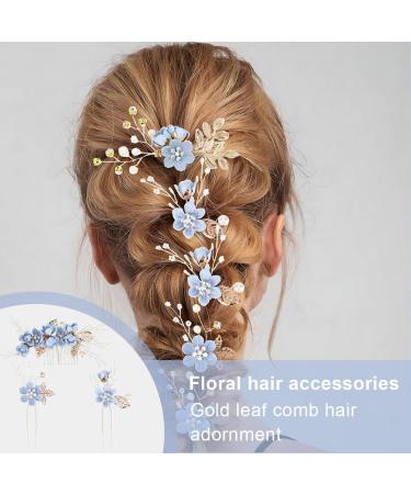 WHYCNJL 3 Pieces Wedding Comb Pearl Hair Jewelry Bridal Rhinestone Bridal Jewelry Comb Hair Clip for Bride Bridesmaid Blue - Buy Online on GoSupps.com