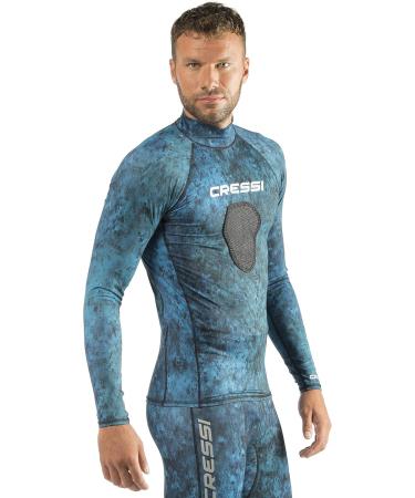 Cressi Camouflage Rash Guard for Scuba Diving & Spearfishing - Crew Neck, X-Large Camo Blue - Buy Online on GoSupps.com