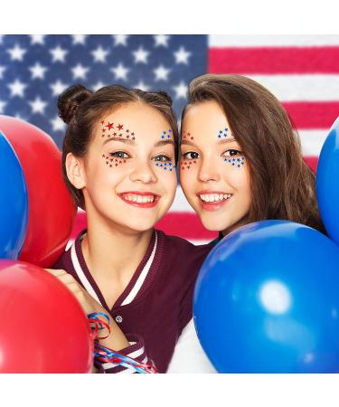 4th of July Patriotic Face Gems - 6 Piece Crystal Stars Rhinestone Eye Sticker Set - Buy Online on GoSupps.com