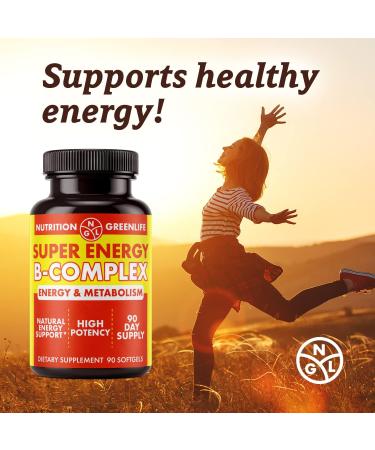 Super Energy Vitamin B Complex Softgels | Max Potency & Absorption | B1, B2, B3, B6, B12, Folic Acid, Zinc, Vitamin D | Energy & Fat Metabolism | Antioxidant | 90 ct - Buy Online on GoSupps.com