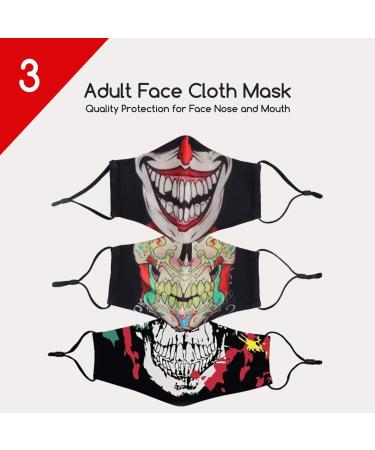 KaWaii Baby 3D Face Cloth Mask Covering Quality Protection for Face Nose and Mouth Kids Teens Adult Unisex - Spooky Halloween Pack of 3 - Buy Online on GoSupps.com