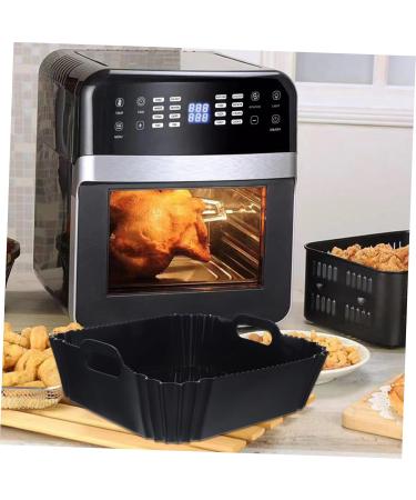 GRIRIW Air Fryer Pad Non Stick Baking Pan Reusable Air Fryer Baskets Silicone Bakeware Foldable Black 22X6CM - Buy Online on GoSupps.com