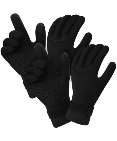 2 Pairs 3mm Neoprene Gloves Diving Wetsuit Gloves Anti Slip Diving Gloves Waterproof Motorboat Gloves for Men Women Wetsuit Gloves with Adjustable Waist Strap for Diving Snorkeling Padding Surfing