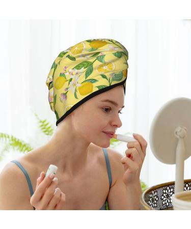 Hair Towel Wrap with Button | Quick Drying Lemon Hair Turban | Soft & Absorbent Hair Drying Towel - Buy Online on GoSupps.com
