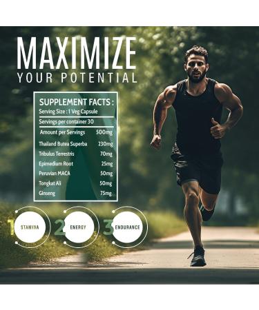 Endurance & Energy Supplement - 30 Count Recharge | Extra Strength Sports Nutrition for Vitality Power Stamina & Drive - 500mg - Buy Online on GoSupps.com