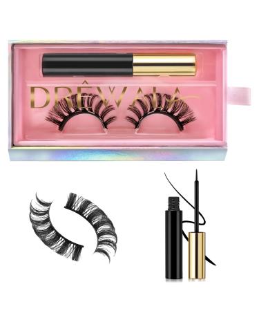 Magnetic Eyelashes with Eyeliner Kit Natural Look Russian D Curl Faux Mink Lash Resuable Lash Set Strong Black Eyeliner Glueless Easy Remove Russian Venus