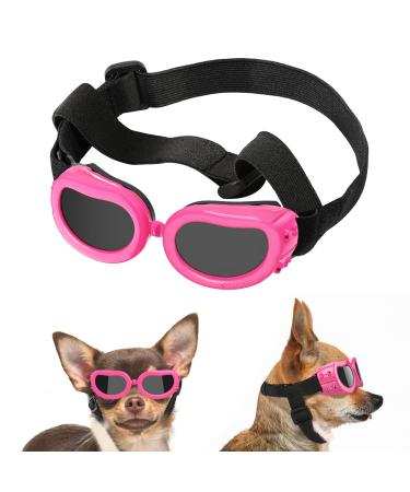 Lewondr sunglasses for dogs UV safety glasses dogs windproof & anti -fitting glasses & waterproof dog glasses with adjustable rubber band for small dogs - pink