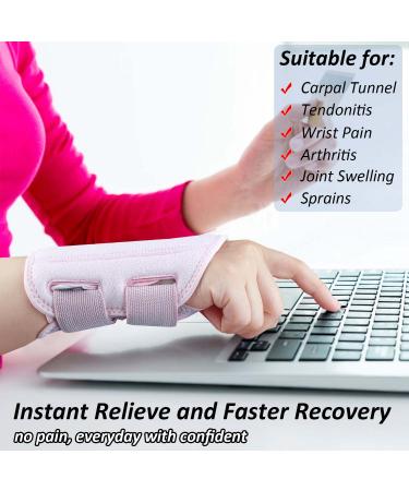 Compression Wrist Brace for Men & Women - Adjustable Night Support for Wrist Pain Carpal Tunnel Arthritis & Tendonitis - Small/Medium Pink Right Hand - Buy Online on GoSupps.com