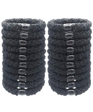 Hollihi Large hair tie ponytail holder for thick hair elastic hair ties fashionably braided cords for women and girls black 20 pieces