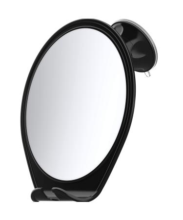 HoneyBull Shower Mirror Fogless for Shaving - with Suction  Razor Holder for Shower & Swivel  Small Mirror  Shower Accessories  Bathroom Mirror  Bathroom Accessories  Holds Razors (Black)