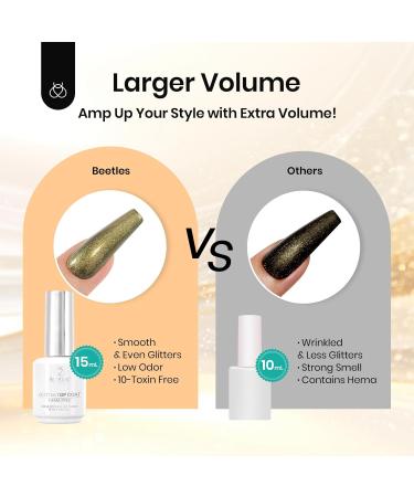 Beetles Hema Free Pearl Green Glitter Gel Top Coat - 2-in-1 No Wipe Long Lasting Shimmer Nail Polish - 15ML (0.51 Fl Oz) for Nail Art - Buy Online on GoSupps.com