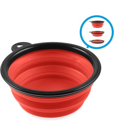 Buy PhoneNatic Foldable Silicone Dog Bowl - XL Red Travel Bowl for Dogs & Cats with Carabiner - 1000 ml - Buy Online on GoSupps.com