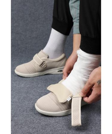 Oldms Women's Extra Wide Orthopedic Walking Diabetic Shoes - Adjustable Closure, Cushioned Insoles - Relief for Swollen Ankles, Diabetic Bunion, Arthritis, Plantar Fasciitis - Beige Size 7 - Buy Online on GoSupps.com