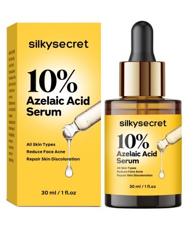 SilkySecret 10% Azelaic Acid Serum (1 Fl Oz) Niacinamide Infused Skin Care for Face Pore Minimizing Redness Relief Reduce Cystic Acne Scar Blemish Control Serum