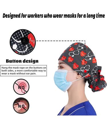 YUESUO 2 Pack Cotton Working Cap with Buttons, Sweatband & Adjustable Ponytail Tie Back - Ideal Head Cover for Men & Women with Long Hair - Shower Cap Alternative (M) - Buy Online on GoSupps.com