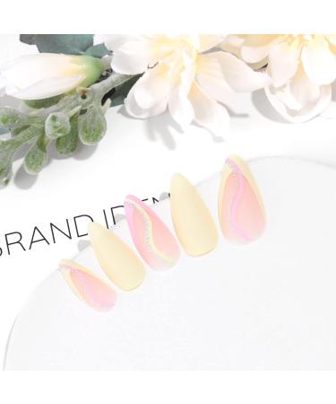 Sethexy Short Almond False Nails - Green French Matte Press-On Acrylic Nails (24 pcs) for Women & Girls - Buy Online on GoSupps.com