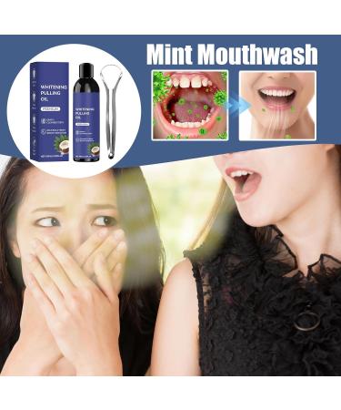BommFu Mouth oil pulling 100 ml rinse with tongue scraper daily dental cleaning for young people in the morning in the evening before going to sleep after going to sleep - Buy Online on GoSupps.com