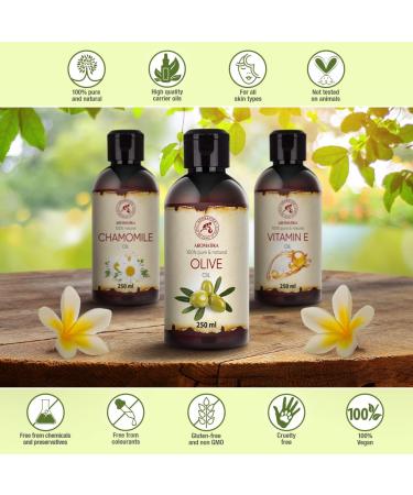 Pure Cold-Pressed Extra Virgin Olive Oil 250ml - Natural Carrier Oil for Skin Hair & Body Care - Ideal for Massage & Cosmetics - Buy Online on GoSupps.com