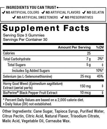 Force Factor Horny Goat Weed Gummies for Men - Natural Male Drive Supplement for Superior Absorption - Passion Berry Flavor - 90 Count - Buy Online on GoSupps.com