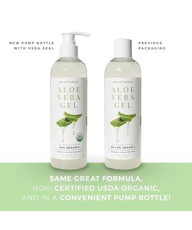 NaturSense Organic Aloe Vera Gel - USDA Certified for Face, Hair, Sunburn, Acne, Razor Bumps, Psoriasis, Eczema, Dry Skin - 12 oz - Buy Online on GoSupps.com
