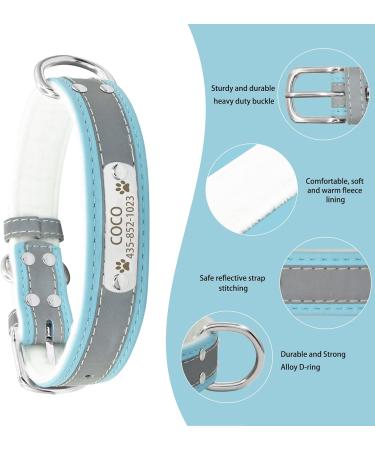 Personalized Reflective Dog Collar & Leash Set - Custom Engraved for Small Medium & Large Dogs & Cats - Senristar Blue (3.0 cm Width 45-55 cm Neck) - Buy Online on GoSupps.com