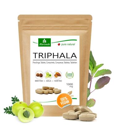 MoriVeda Triphala tablets high dose 1000mg vegan from Ayurveda royal fruits Amla Haritaki and Bibhitaki 120 tablets