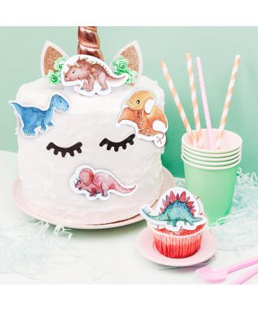50 Edible Dino Cake Decorations - Gold Rock Birthday Decor for Kids | Torto Deko & Muffin Toppers - Buy Online on GoSupps.com