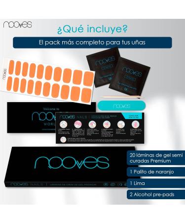  NOOVES NOOVES - 20 sheets of gel nail gel - Orange Glow - 20 pieces - Premium semi-cured gel nails - Gel nail stickers - Includes 1 nail file and 1 orange stick  - Buy Online on GoSupps.com