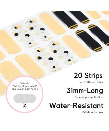 NAILOG Semi Cured Nail Strips - 20 Extra Long Polish Stickers for Glossy & Long-Lasting Nails in Golden Pearlescent Glitter - Bonbon - Buy Online on GoSupps.com