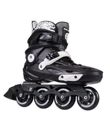 Inline Skates for Men Women Adult Inline Skates, Outdoor Inline Skates, Inline Speed Skates, Street Urban 4-Wheel Inline Skates for Beginner with Break Pad Men 9 /Women 9.5/26.5cm Black