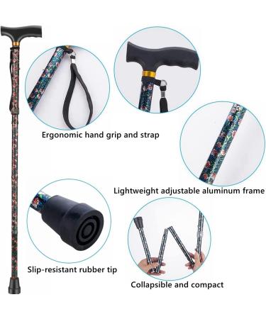 Foldable Walking Cane Portable Hand Walking Stic Walking Cane with Smooth Wood Handle Adjustable Walking Cane Folding Cane for Men & Women Collapsible Canes for Seniors Adjustable Cane Blue - Buy Online on GoSupps.com