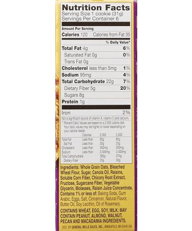 Fiber One Soft Baked Oatmeal Raisin Cookies - 6.6 Oz (Pack of 3) - Buy Online on GoSupps.com