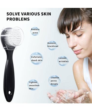 4 Pack Soft Bristle Facial Cleansing Brush with Lid - Gentle Exfoliating and Massage - Black - Buy Online on GoSupps.com