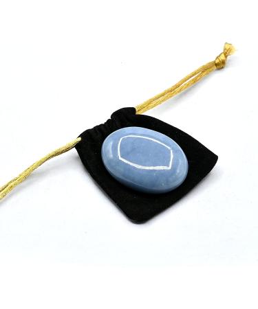 Angelite Palm Stone for Chakra Balancing, Reiki Healing & Crystal Grid - Hot Massage Worry Stone - Buy Online on GoSupps.com