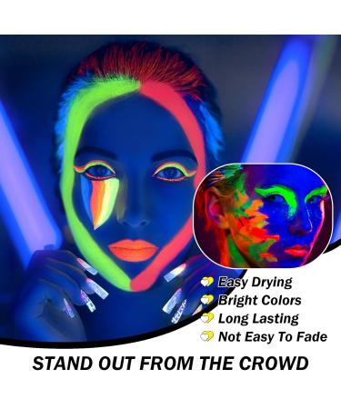 8 Colors Neon Face Paint - Glow in the Dark UV Blacklight Body Paint for Kids & Adults | Professional Water Activated Halloween Makeup - Buy Online on GoSupps.com