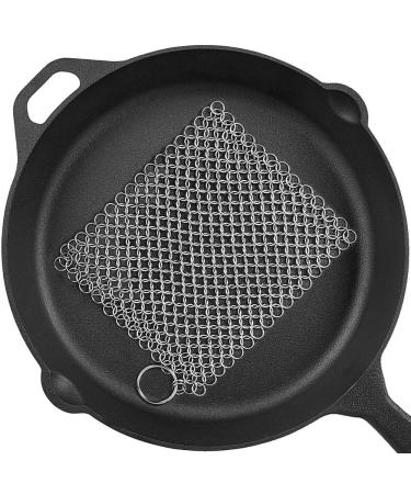 Cast Iron Cleaner 8"x6" Stainless Steel 316L Chainmail Scrubber for Cast Iron Pan Pre-Seasoned Pan Dutch Ovens Waffle Iron Pans