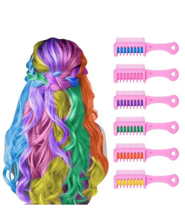 Kids Hair Chalk Comb Set - Washable Temporary Hair Dye for Ages 5-10 | Perfect Birthday Party Gift | Cosplay and DIY Fun | Blue, Pink, Purple, Green, Orange, Yellow | Christmas Upgrade - Buy Online on GoSupps.com