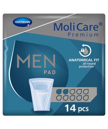 Molicare Premium Men Pad incontinence insert for men for bladder weakness V-shaped fit 2 drops 1x14 pieces 2 drops 14 pieces