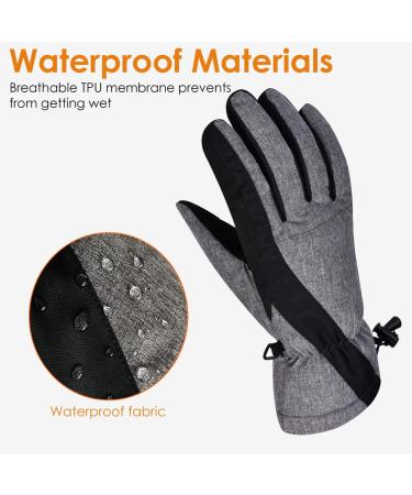 Fitfirst Waterproof Ski Gloves - Winter Touchscreen Snow Gloves for Men and Women - Grey, Large - Buy Online on GoSupps.com