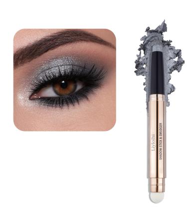 Liyloihi Eyeshadow Stick  Cream Eye Shadow Pencil Crayon Brightener Makeup with Soft Smudger  Waterproof & Long Lasting Eye Highlighter Makeup (10 Silver Gray Shimmer)