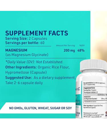 Relaxity Mg Magnesium Supplement - 120 Vegetarian Capsules for Joint Support, Heart, Nerve, Muscle - Non-GMO, Magnesium Glycinate Pills - Liver Medic - Buy Online on GoSupps.com