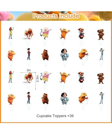 37pcs Lorax Cake Decorations with 1pcs Lorax Cake Topper 36pcs Cute Cartoon Cupcake Toppers for Girls Birthday Party Decorations - Buy Online on GoSupps.com